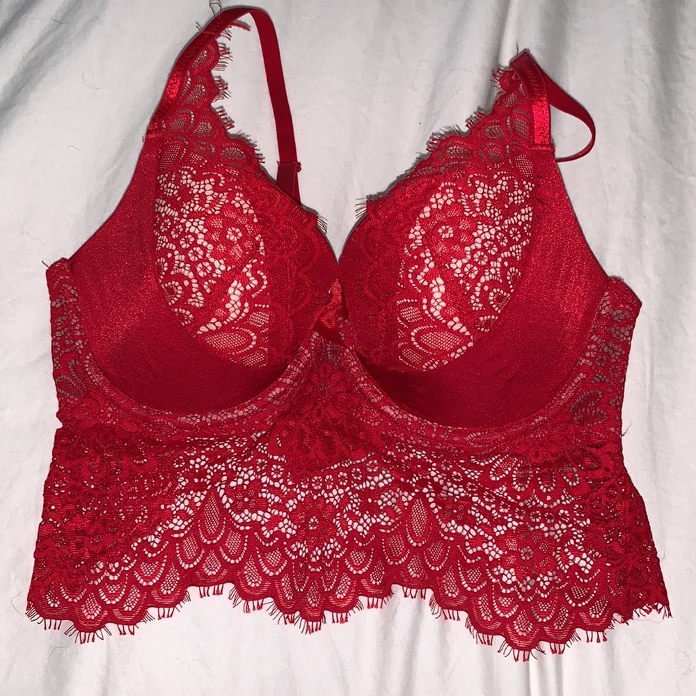 Red lace bra